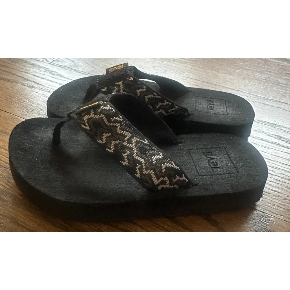 TEVA Youth Mush II Ravine Black Flip Flop Sandals Little Kid Size 11